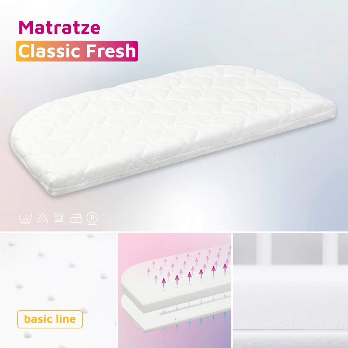 MATERAC DO ŁÓŻKA DOSTAWNEGO 100537 - biały, Basics, tkanina (81/41,5cm) - Babybay