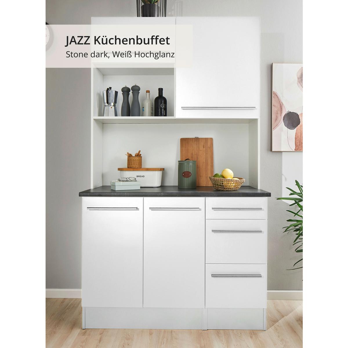 BUFET JAZZ BUFFET - biały wysoki połysk/kolor srebrny, Lifestyle, materiał drewnopochodny/tworzywo sztuczne (120/211/60cm) - MID.YOU