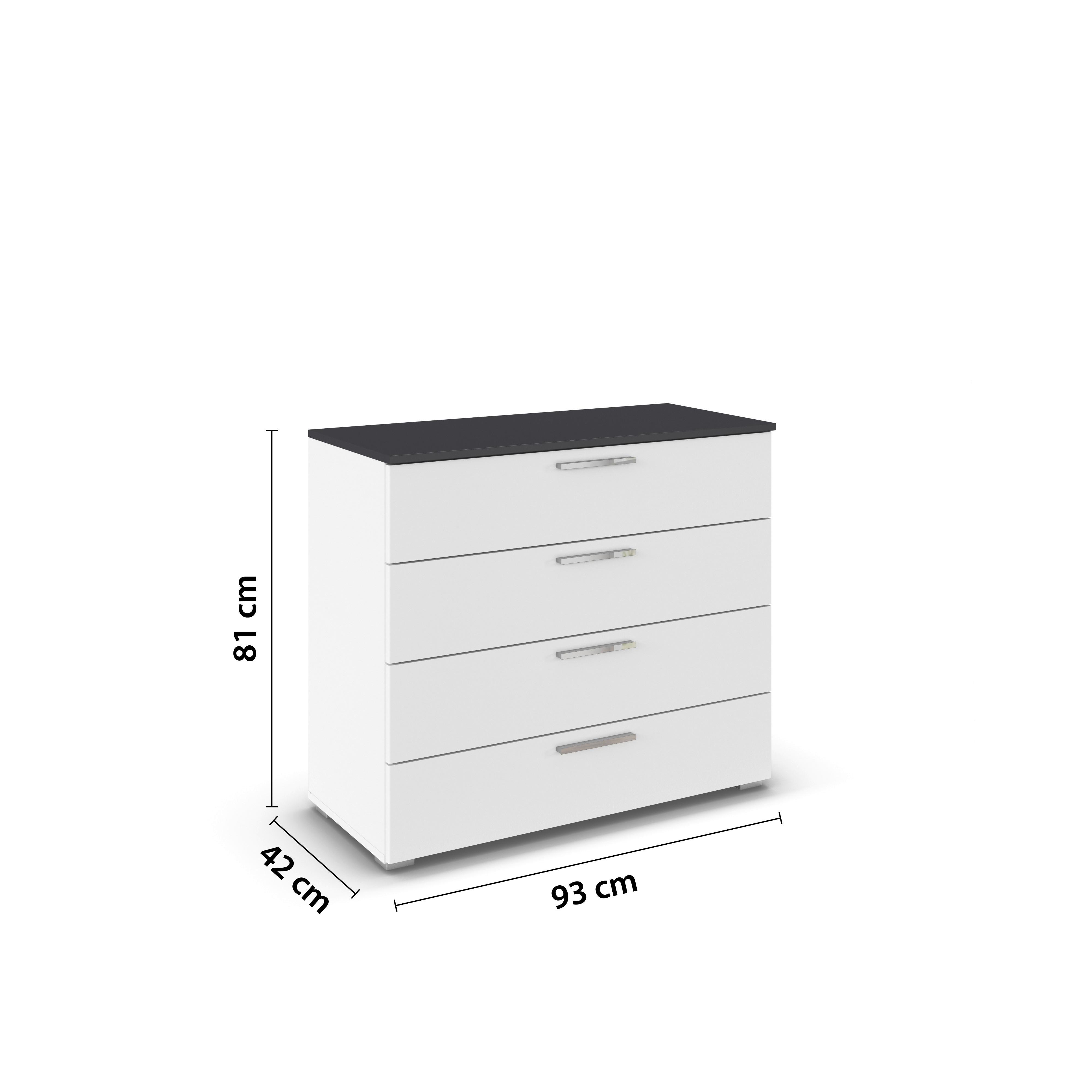 Kommode Caspio Grau/Weiß - Chromfarben/Weiß, KONVENTIONELL, Holzwerkstoff (93/81/42cm) - Premium Living