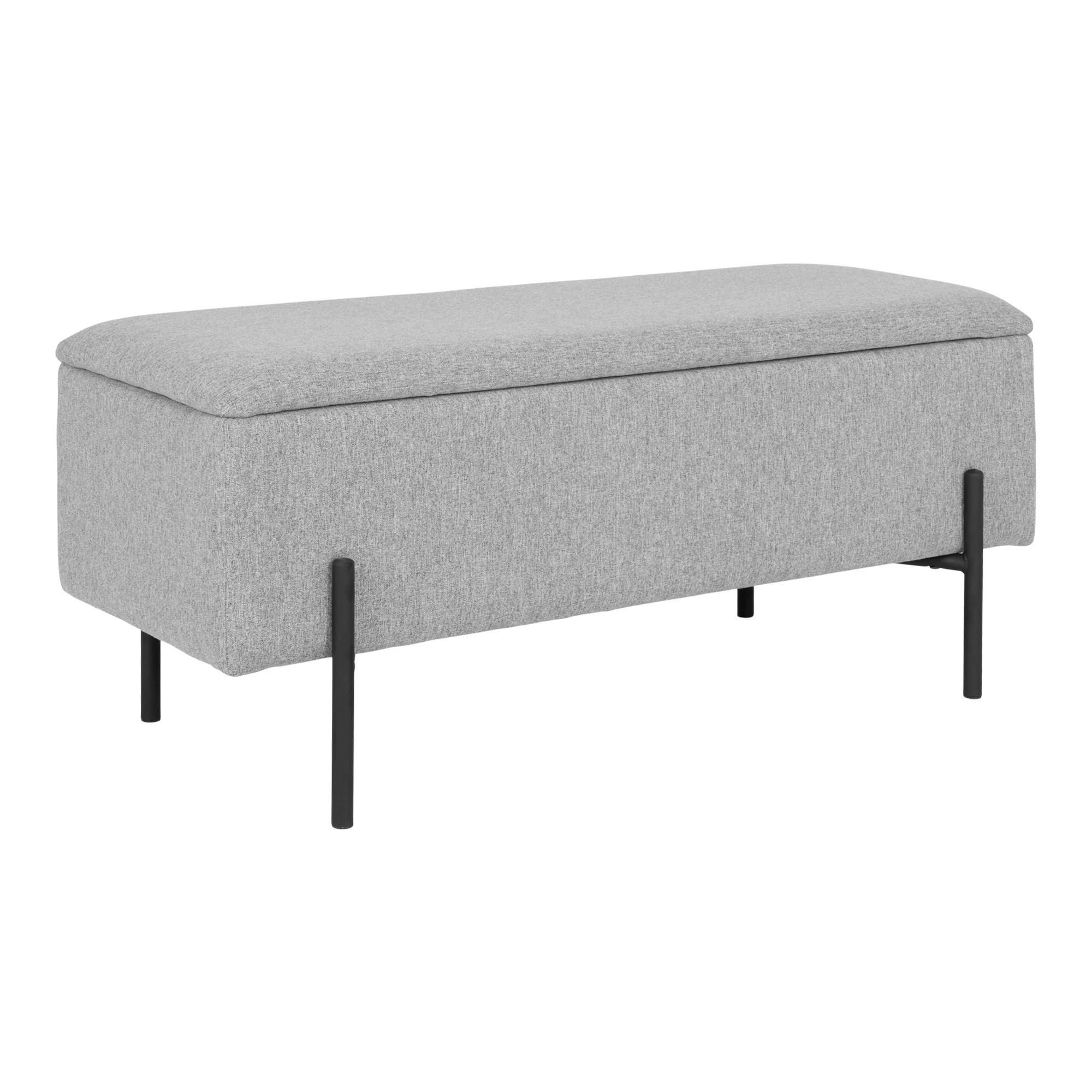 Truhenbank Watford Hellgrau - Hellgrau/Schwarz, Design, Textil/Metall (95/43/36,5cm) - MID.YOU