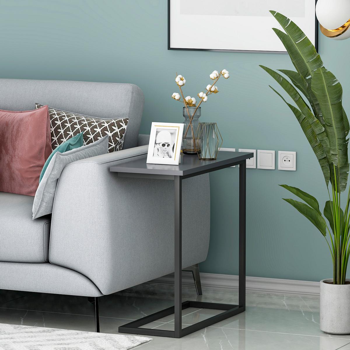 BEISTELLTISCH NARIN BEISTELLTISCH - Anthrazit/Schwarz, Design, Holzwerkstoff/Metall (64/30/62cm) - Livetastic