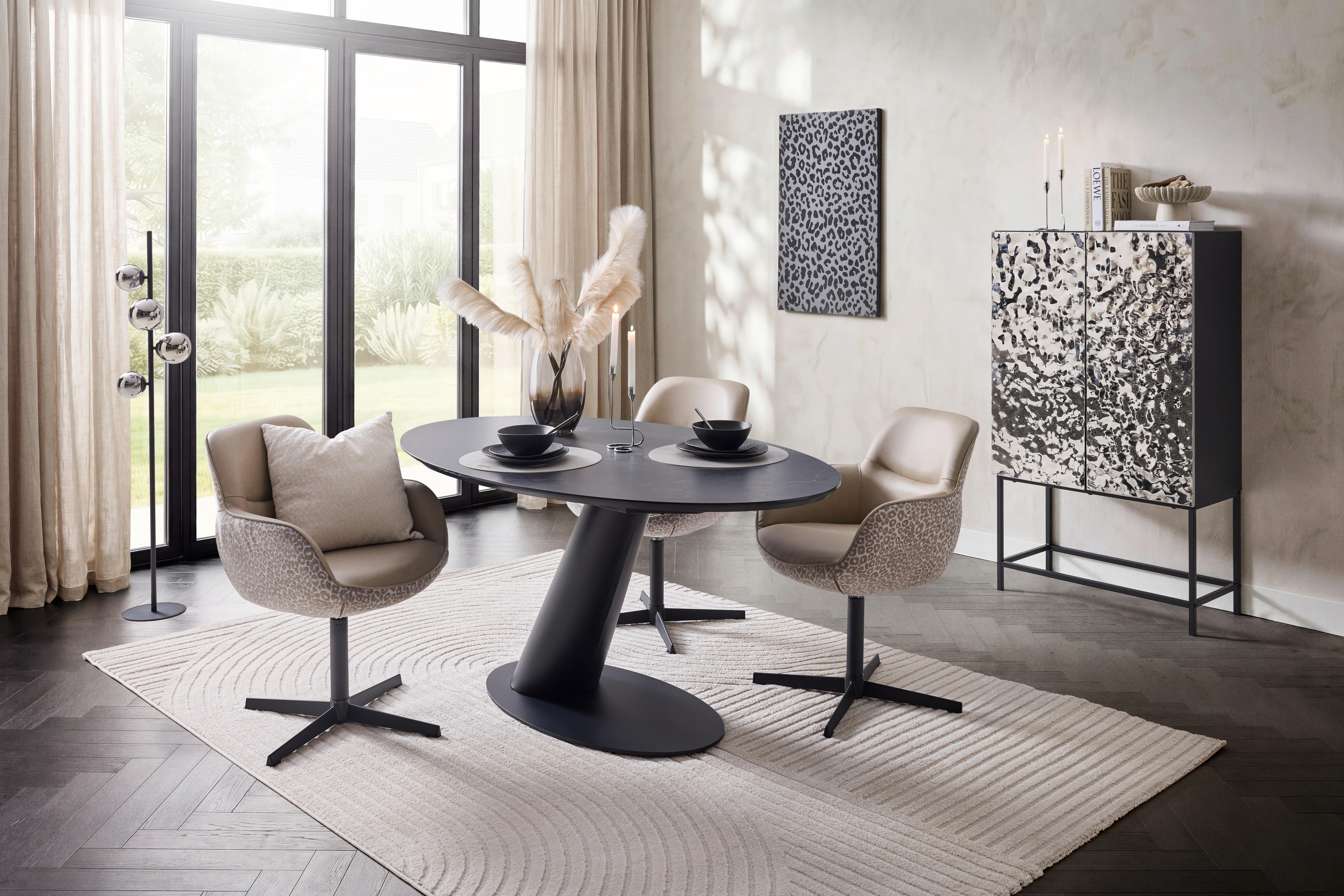 STOL MED ARMSTÖD LEONA - beige/svart, Design, metall/textil (61/87/63cm) - Mömax