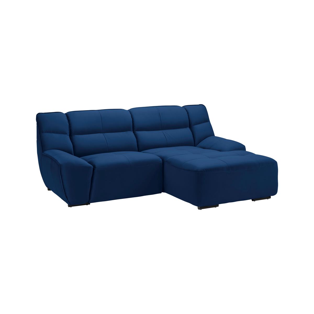 Wohnlandschaft Wega Blau Samtbezug - Blau, Modern, Textil/Metall (220/88/165cm) - Bessagi Home