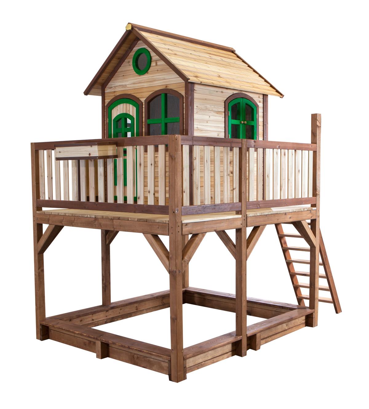 Spielturm Liam aus Tannenholz - Beige/Braun, Basics, Holz/Kunststoff (377/291/255cm) - Ambia Garden