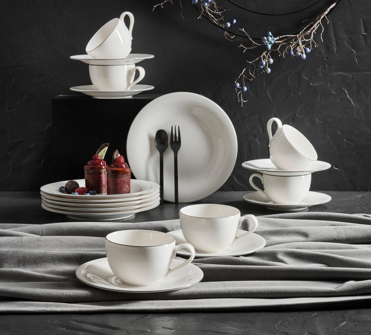 KOMPLET DO KAWY GREY LINES VILLEROY & BOCH - biały/szary, Konventionell, ceramika - Villeroy & Boch