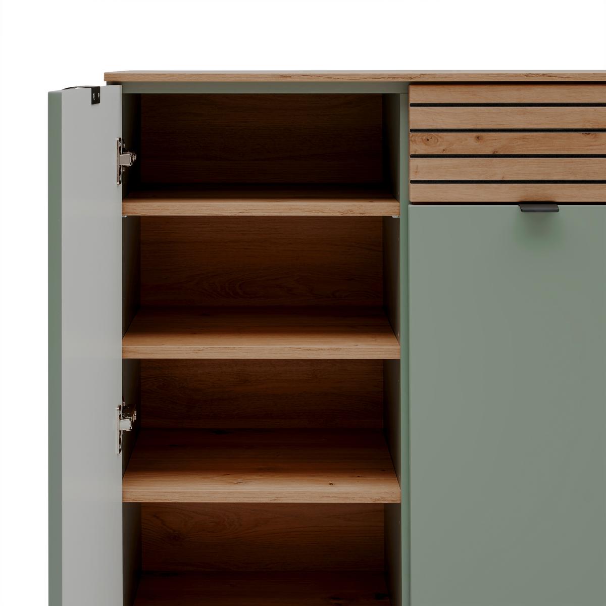 Sideboard Bahia-M Grün/Eiche Artisan - Schwarz/Eiche Artisan, MODERN, Holzwerkstoff (150/101/41cm) - Mömax