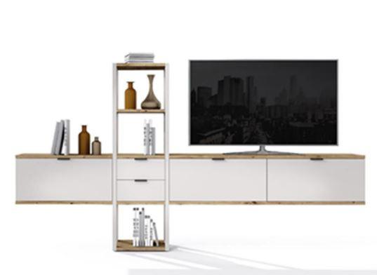 Ansamblu mobilier cameră de zi PLUTEO - stejar Artisan/gri, Modern, material pe bază de lemn (286/157/34cm) - Premium Living