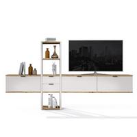 Ansamblu mobilier cameră de zi PLUTEO - stejar Artisan/gri, Modern, material pe bază de lemn (286/157/34cm) - Premium Living