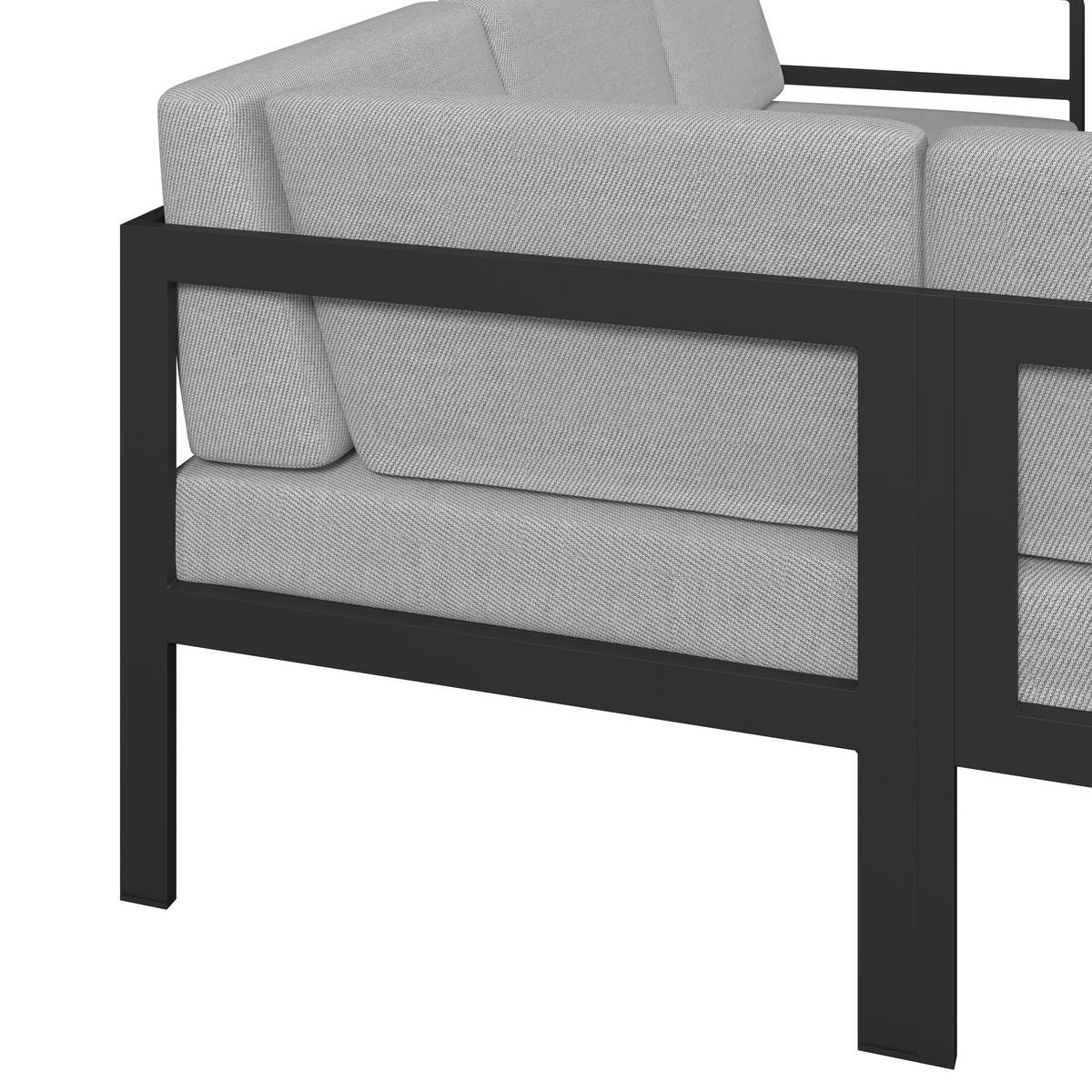 Dining-Loungeset Aruba Hellgr. /Schwarz Outdoorstoff/Metall - Hellgrau/Schwarz, MODERN, Kunststoff/Textil - Bessagi Garden