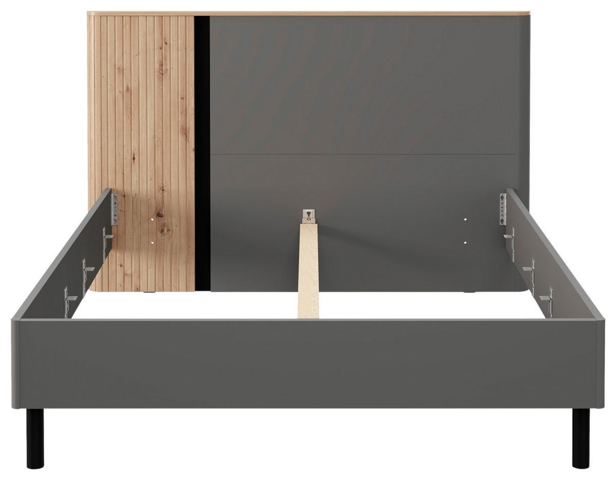 Ágykeret Fejvéggel Sinop - grafitszürke/fekete, Modern, faalapú anyag (180/200cm)