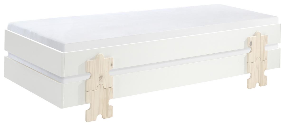 Stapelbett Modulo Weiß - Weiß/Kieferfarben, MODERN, Holz/Holzwerkstoff (90/200cm) - Vipack