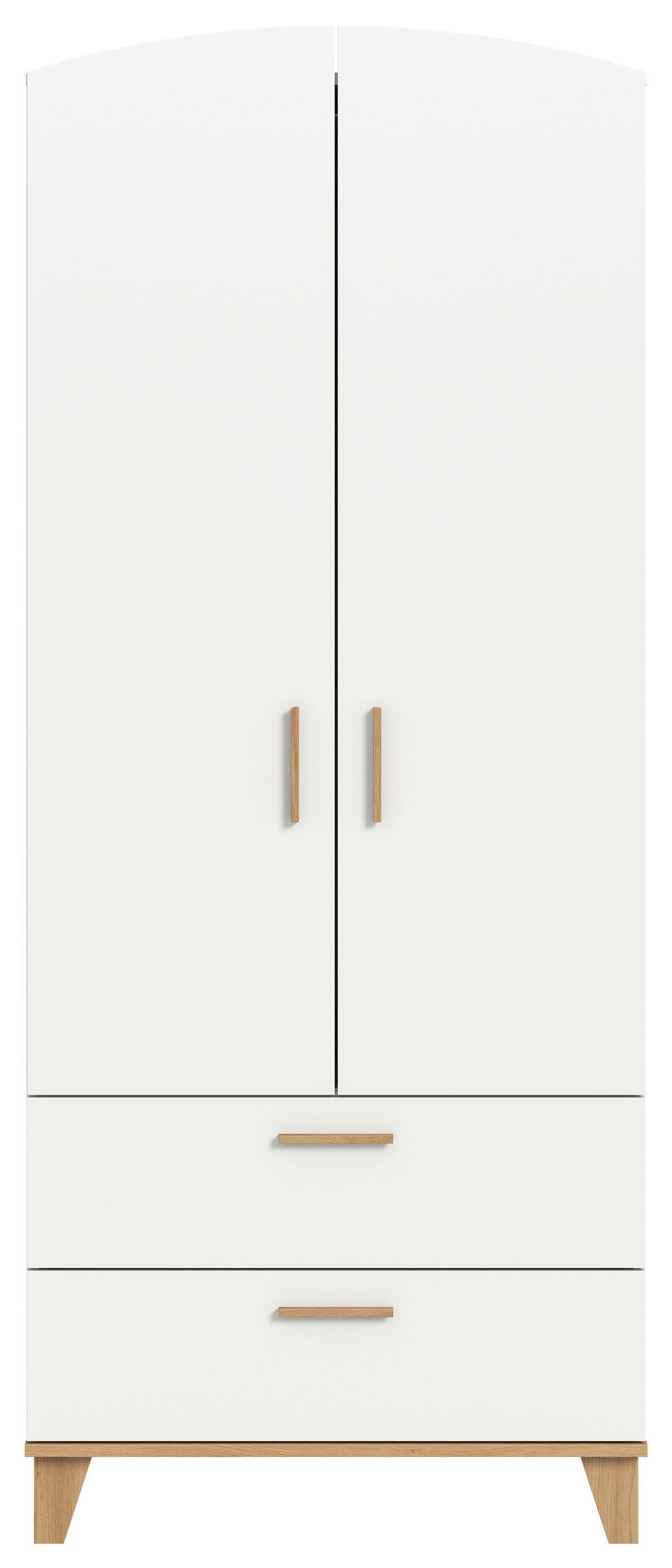 Drehtürenschrank STELLA Weiß, Eiche Artisan - Weiß/Eiche Artisan, ROMANTIK / LANDHAUS, Holzwerkstoff/Kunststoff (81/198/51cm) - Livetastic