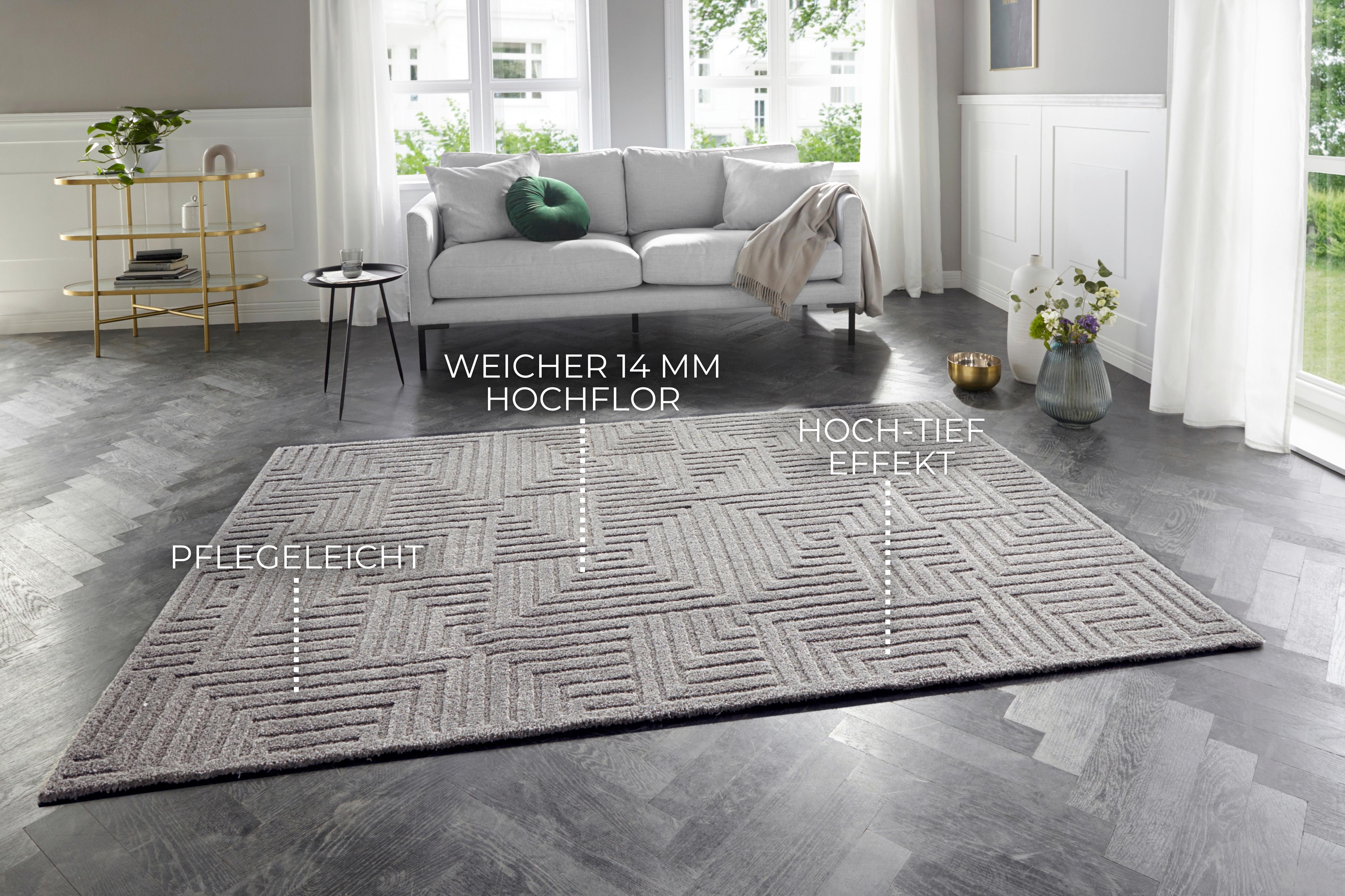 Hochflorteppich Manipu Grau ca. 200x290cm - Grau, Basics, Kunststoff (200/290cm)