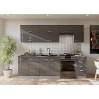 Blok Kuhinja Grey - siva visoki sjaj/boja hroma, Moderno, metal/pločasti materijal (260/214/60cm) - Modern Living