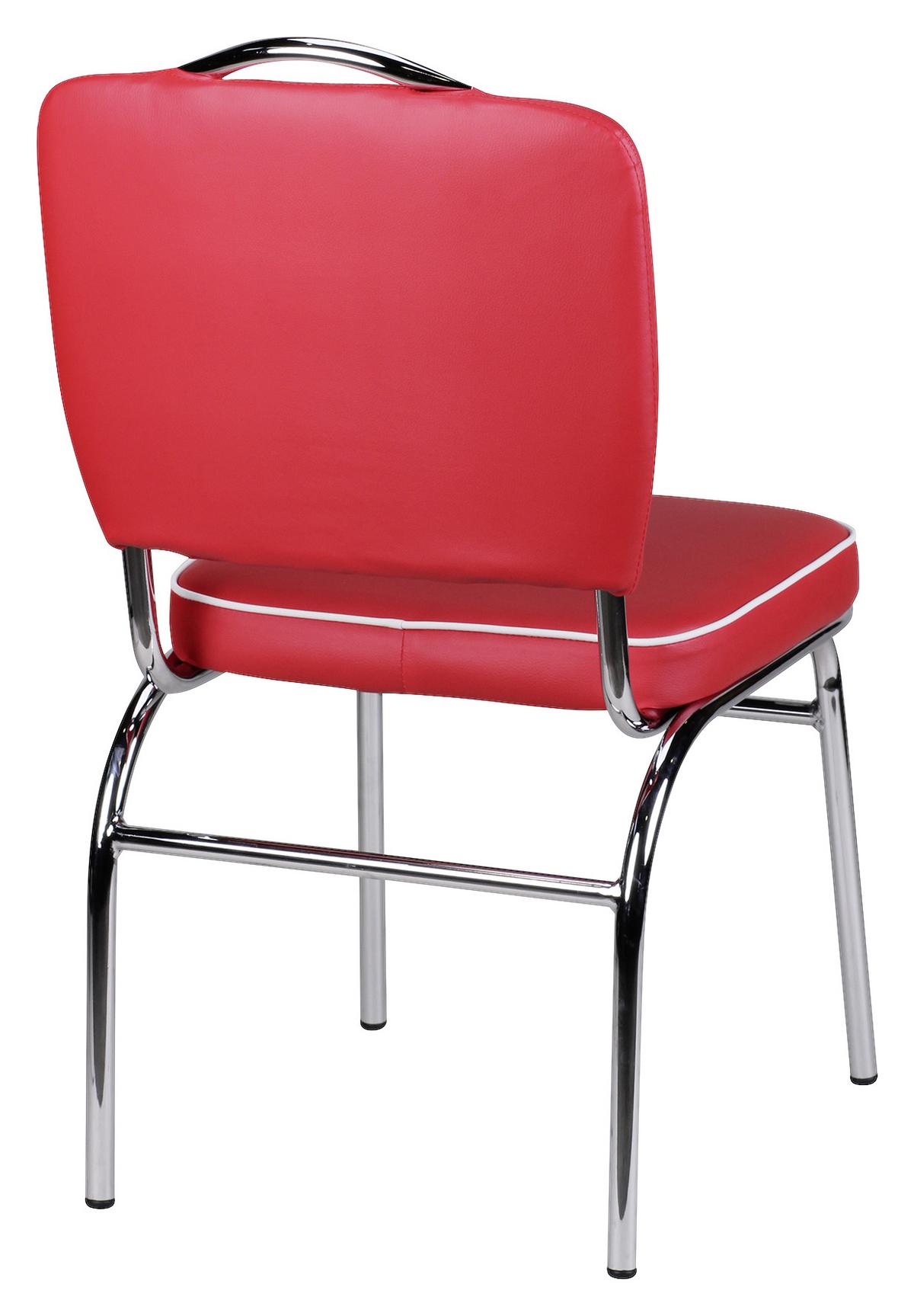 Stol Elivis - rdeča/srebrne barve, Moderno, kovina/umetna masa (47/90/45cm) - MID.YOU
