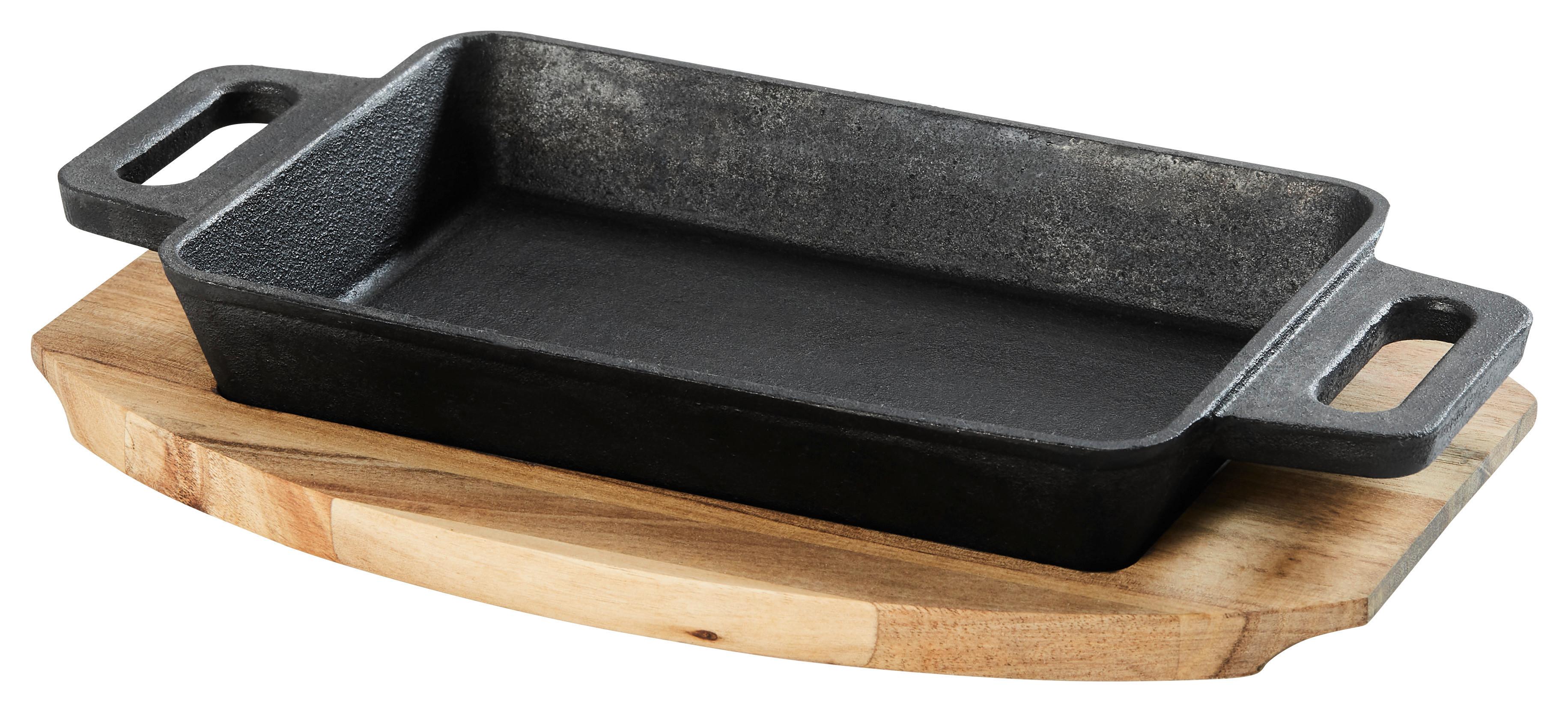 Forma do zapiekania GOURMET z deską do serwowania - naturalny/czarny, Konventionell, metal/drewno (29,9/20,5/5cm) - Premium Living