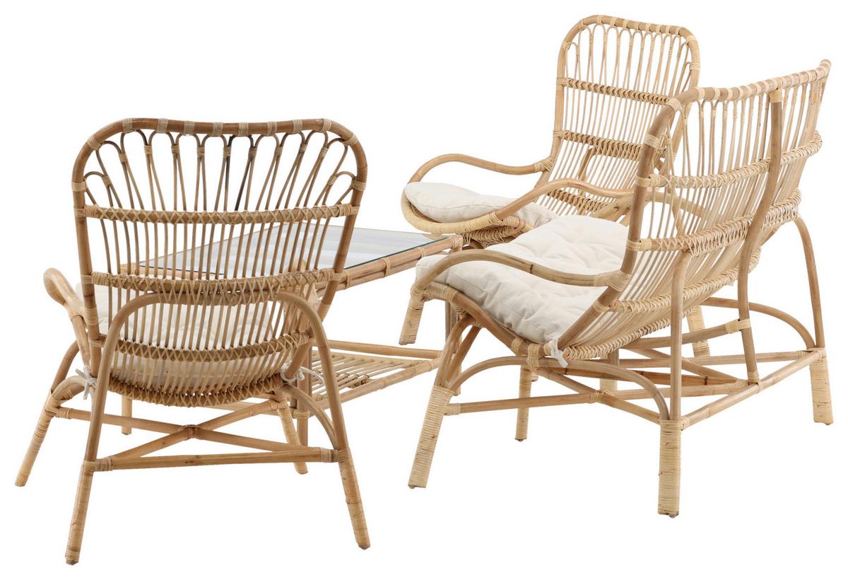 Loungegarnitur Ella Rattan Braun - Braun, KONVENTIONELL, Holz - Gardenson