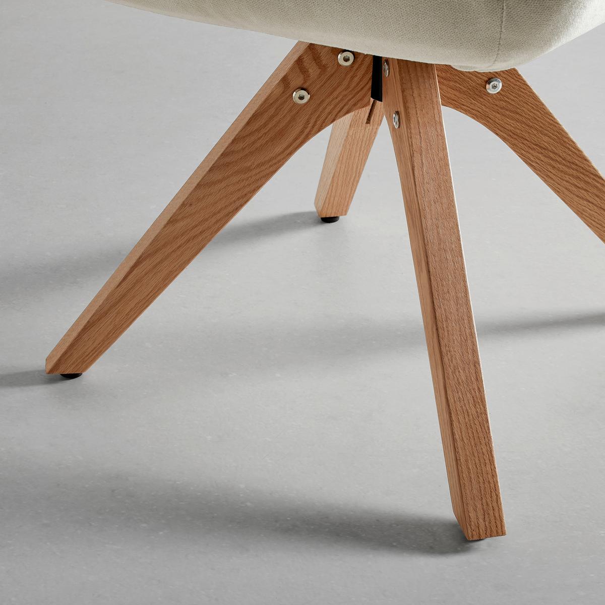 Armlehnstuhl Leonie Creme Webstoff Drehbar Gepolstert - Creme/Naturfarben, MODERN, Holz/Textil (60/84/61cm) - Bessagi Home