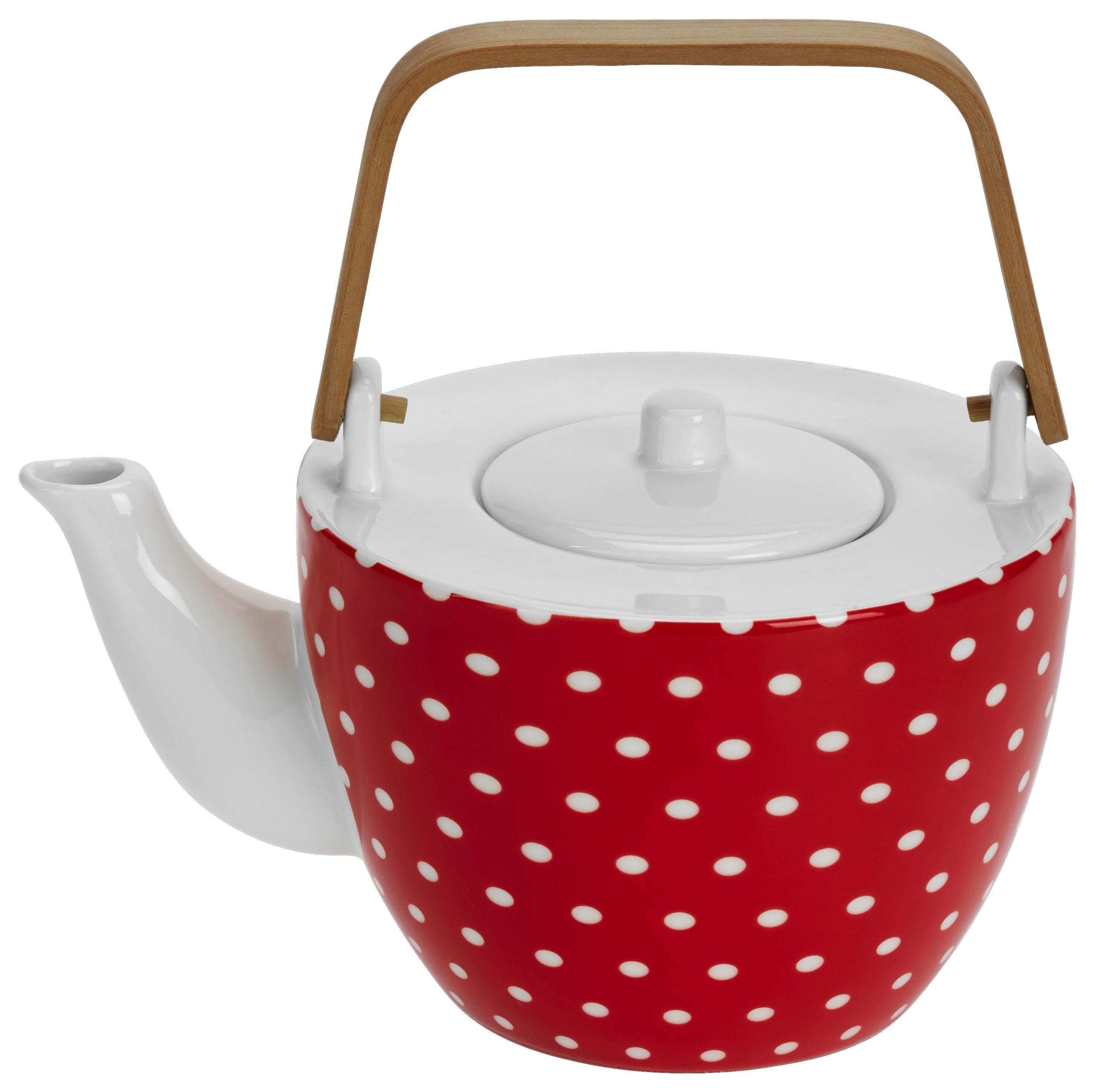 Teekanne Hygge aus Keramik ca. 900ml - Rot/Goldfarben, Keramik (8,6/17,6cm) - Mömax modern living