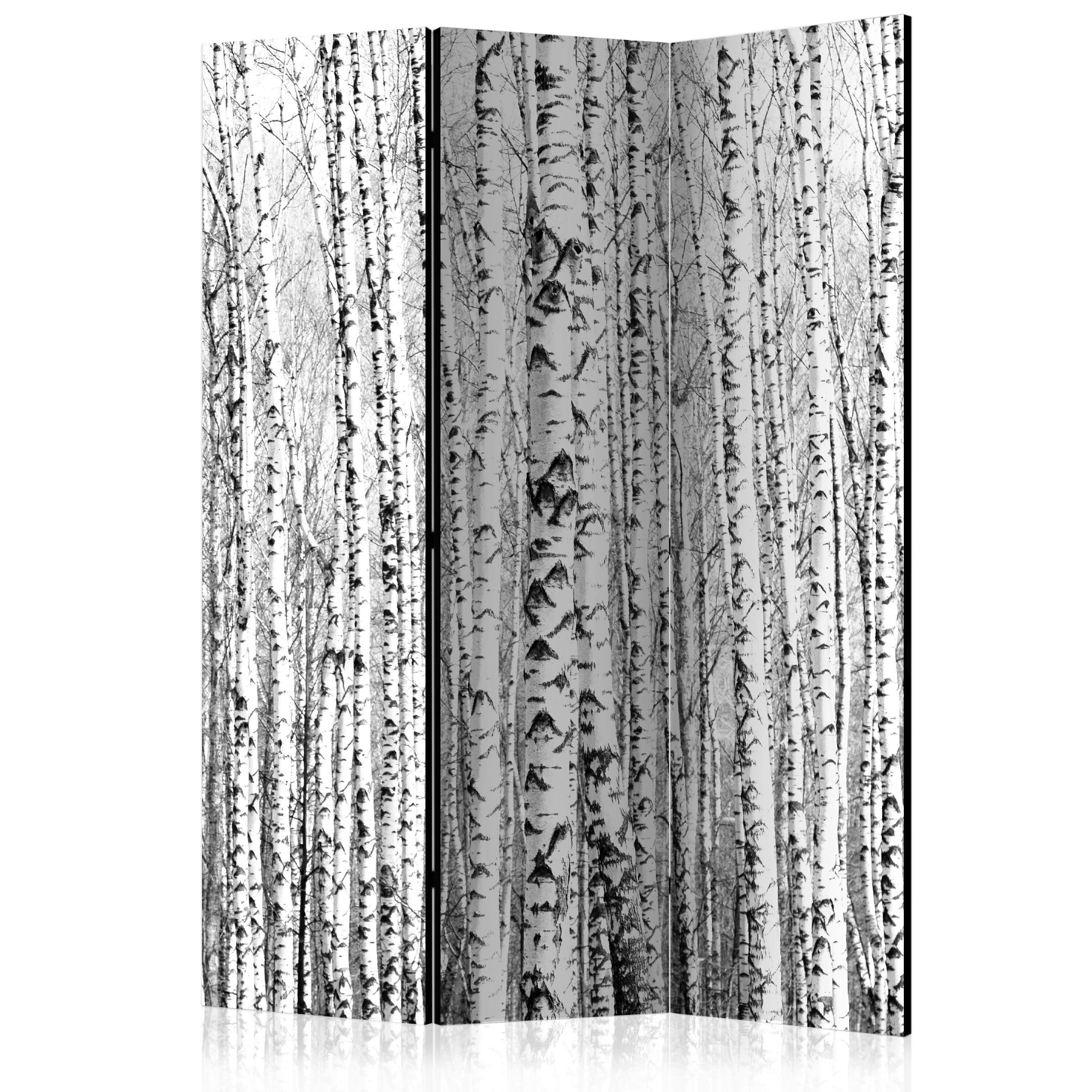 Paravan Birch Forest, 3-Delni, Dvostranski - črna/bela, Basics, tekstil/les (135/172/3cm) - artgeist