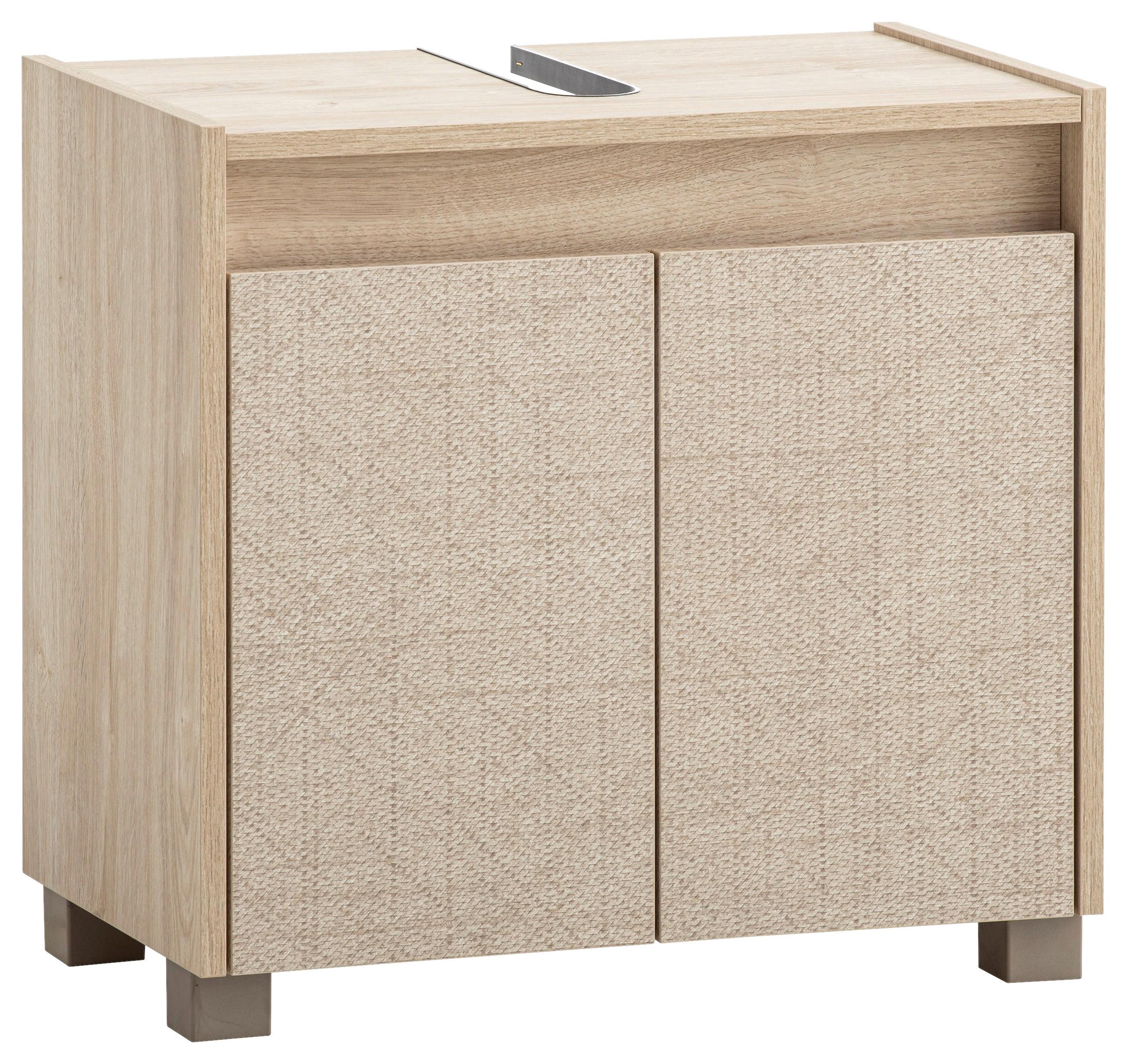 Waschbeckenunterschrank Sander Eiche/Beige - Beige/Schwarz, MODERN, Holzwerkstoff/Kunststoff (56,9/54,6/33cm) - MID.YOU