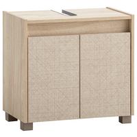 Waschbeckenunterschrank Sander Eiche/Beige - Beige/Schwarz, MODERN, Holzwerkstoff/Kunststoff (56,9/54,6/33cm) - MID.YOU