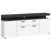 Komoda Fly, Bela, Temno Siva - temno siva/črna, Trend, umetna masa/leseni material (164/72,5/39,6cm)