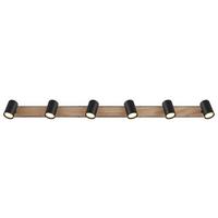 Strahler Robby Schwarz/Dunkelbraun max. 35 W - Dunkelbraun/Schwarz, Natur, Holzwerkstoff/Metall (115/6/13,5cm) - Globo