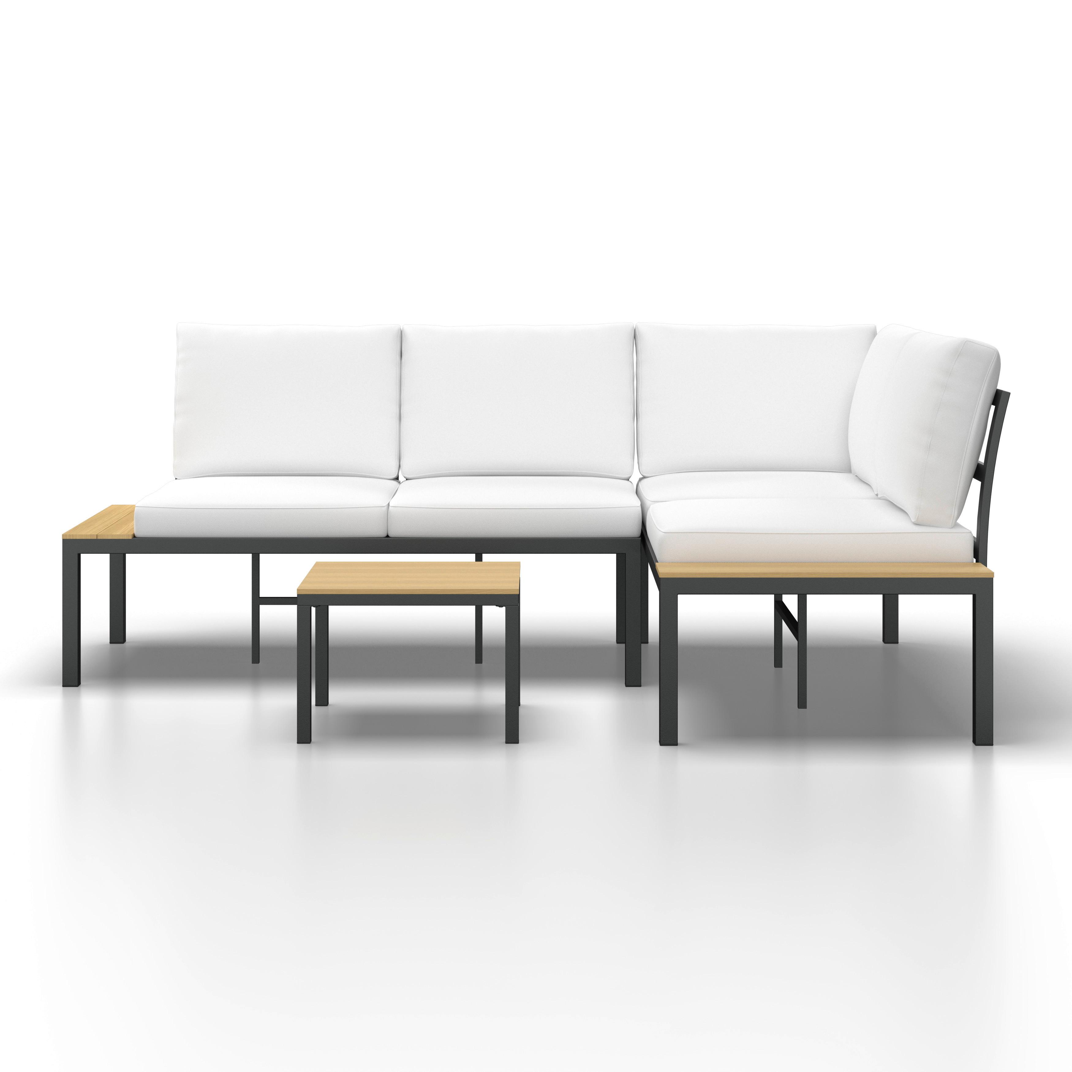 LOUNGEGARNITUR ARIANNA - Creme/Schwarz, Modern, Kunststoff/Textil (146/76/75cm) - Bessagi Garden