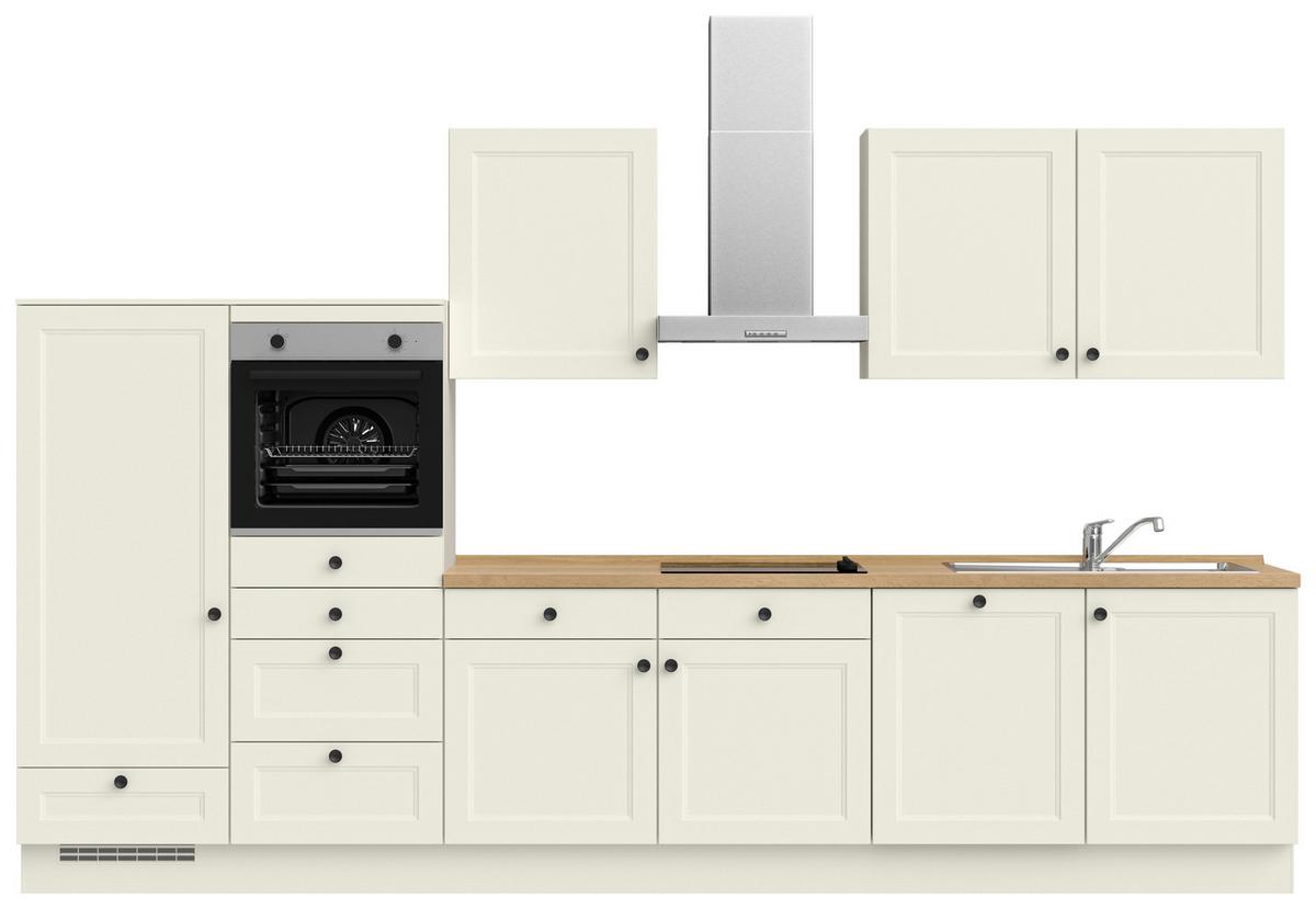 Küchenblock Cascada Low m. Geräten Weiß - Eichefarben/Schwarz, MODERN, Holzwerkstoff/Metall (360cm) - Nobilia