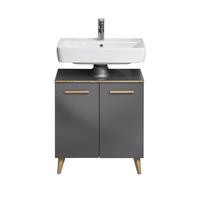 Dulap inferior lavoar Bludenz - gri închis/culoare lemn stejar, Modern, material pe bază de lemn (60/53/33cm)