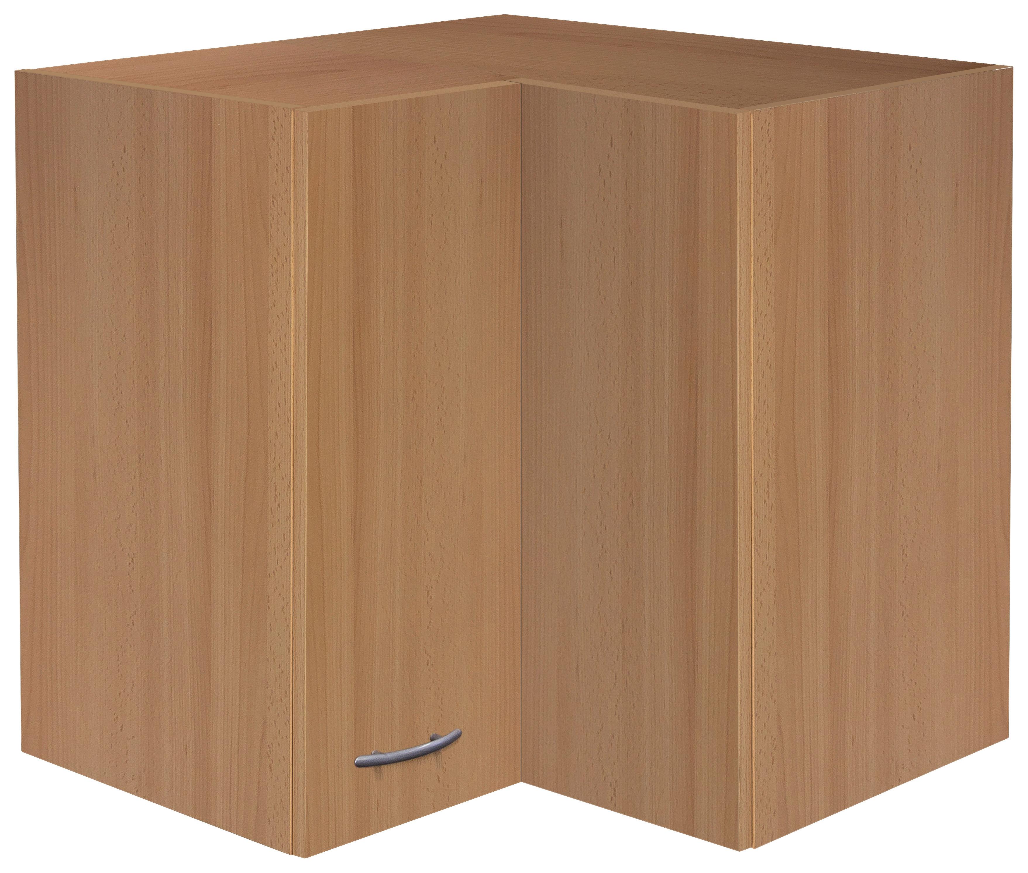 Kotna Zgornja Omarica Nano, Bukev - barve nerjavečega jekla/barve bukve, Moderno, umetna masa/leseni material (60/54/32cm) - FlexWell
