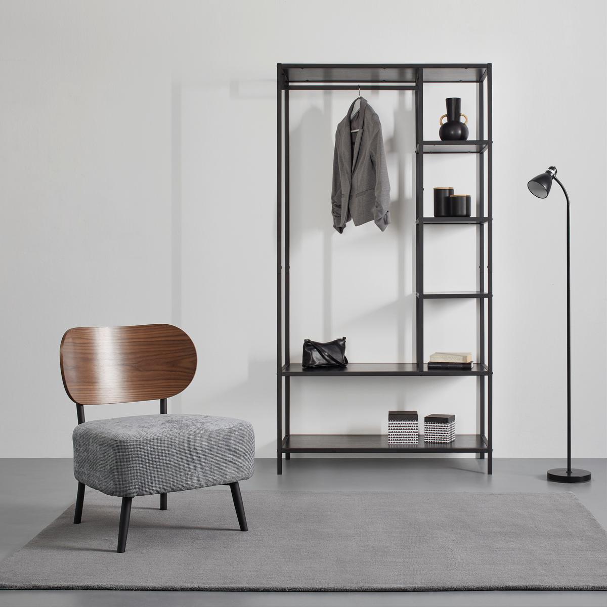Etajeră STILOS - negru, Design, metal/material pe bază de lemn (100/190/44cm) - Modern Living