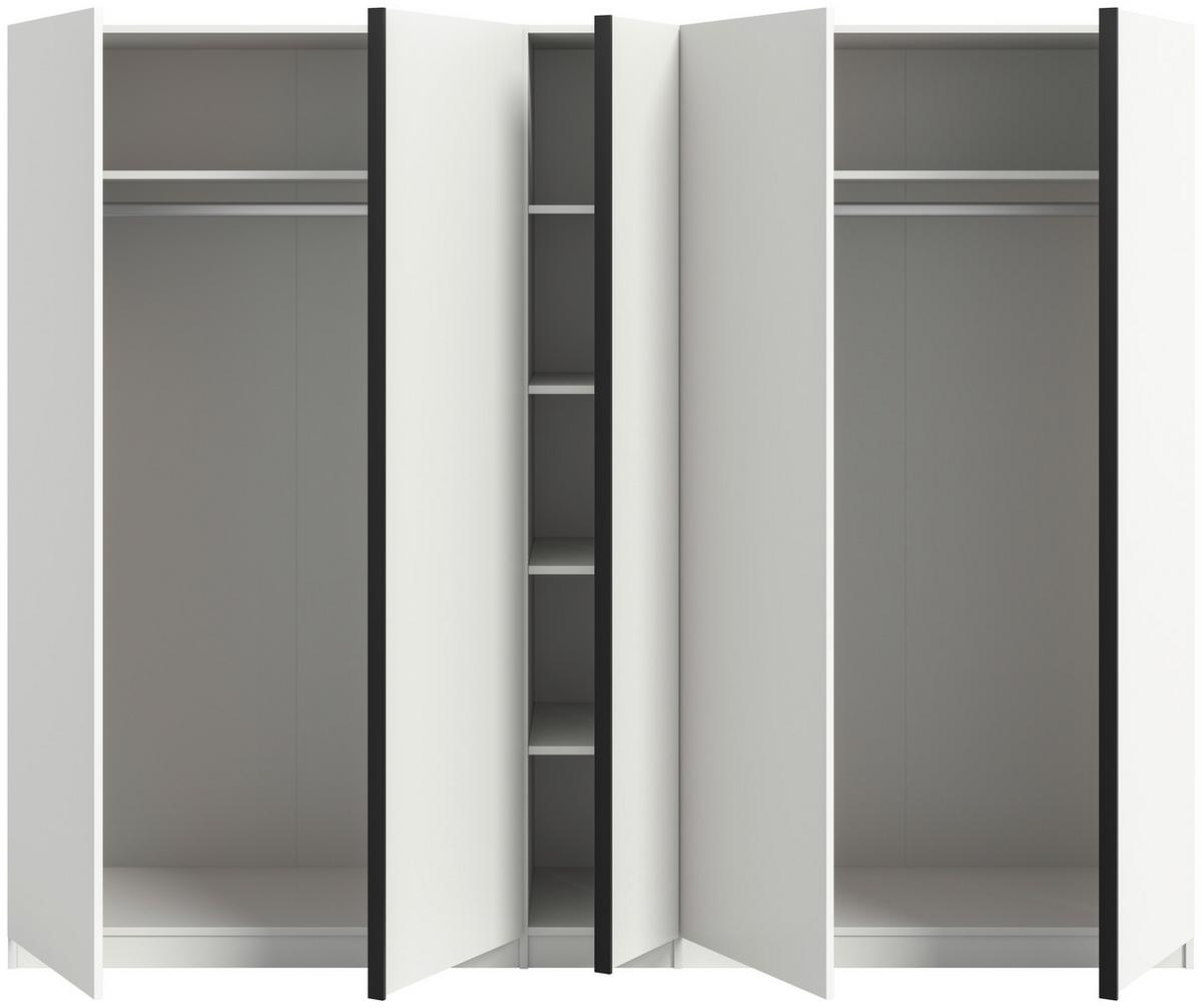 Omara S Klasičnimi Vrati Oakland, Bela - črna/bela, Moderno, leseni material (230/183/53cm) - MID.YOU