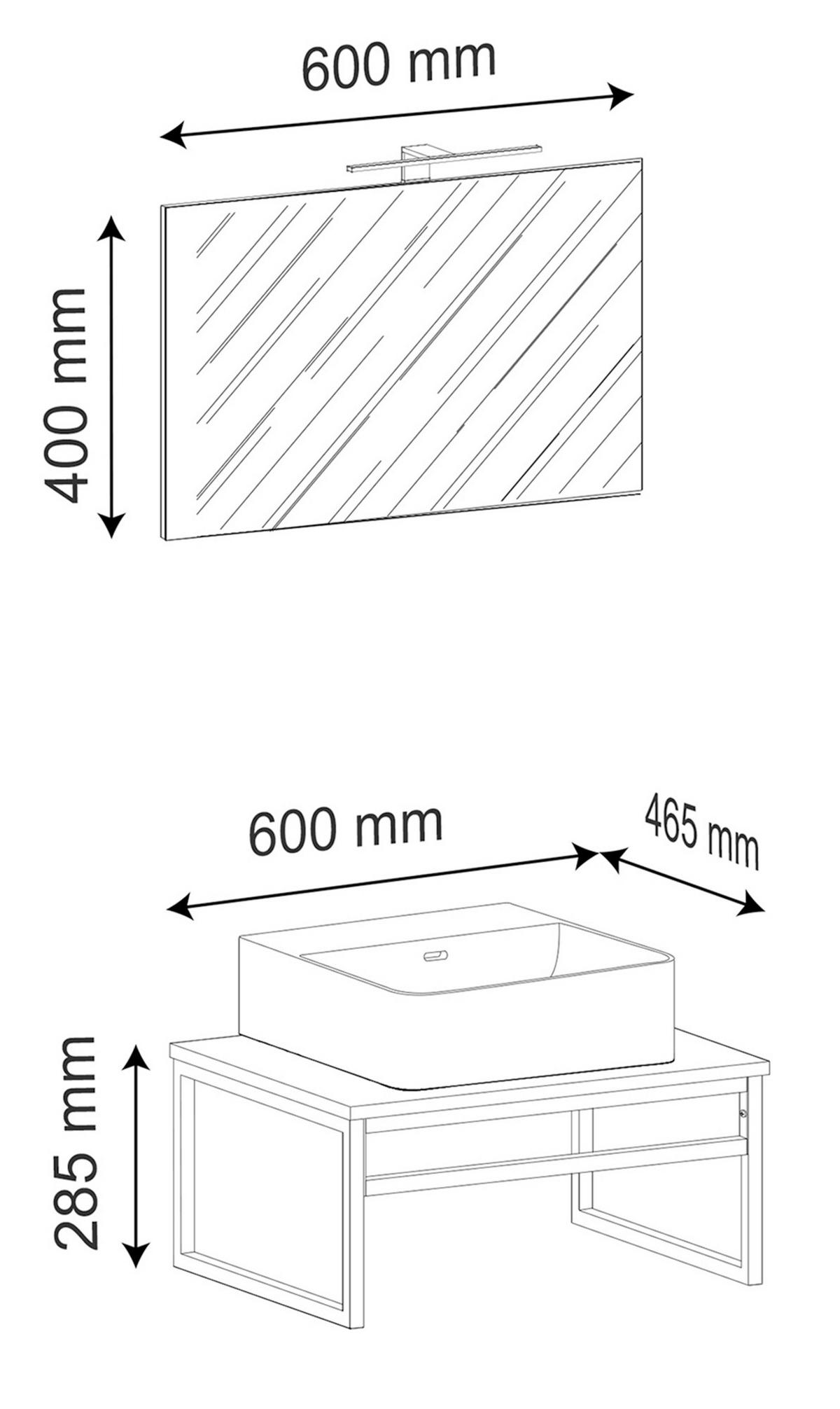 Badezimmer Bitila 3-tlg. Weiß/Honigeiche - Honigeiche/Weiß, MODERN, Glas/Keramik (60cm) - MID.YOU