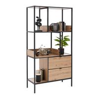 Regal Queens Naturfarben/Schwarz - Schwarz/Naturfarben, Modern, Holzwerkstoff/Metall (90/170/40cm) - Mömax