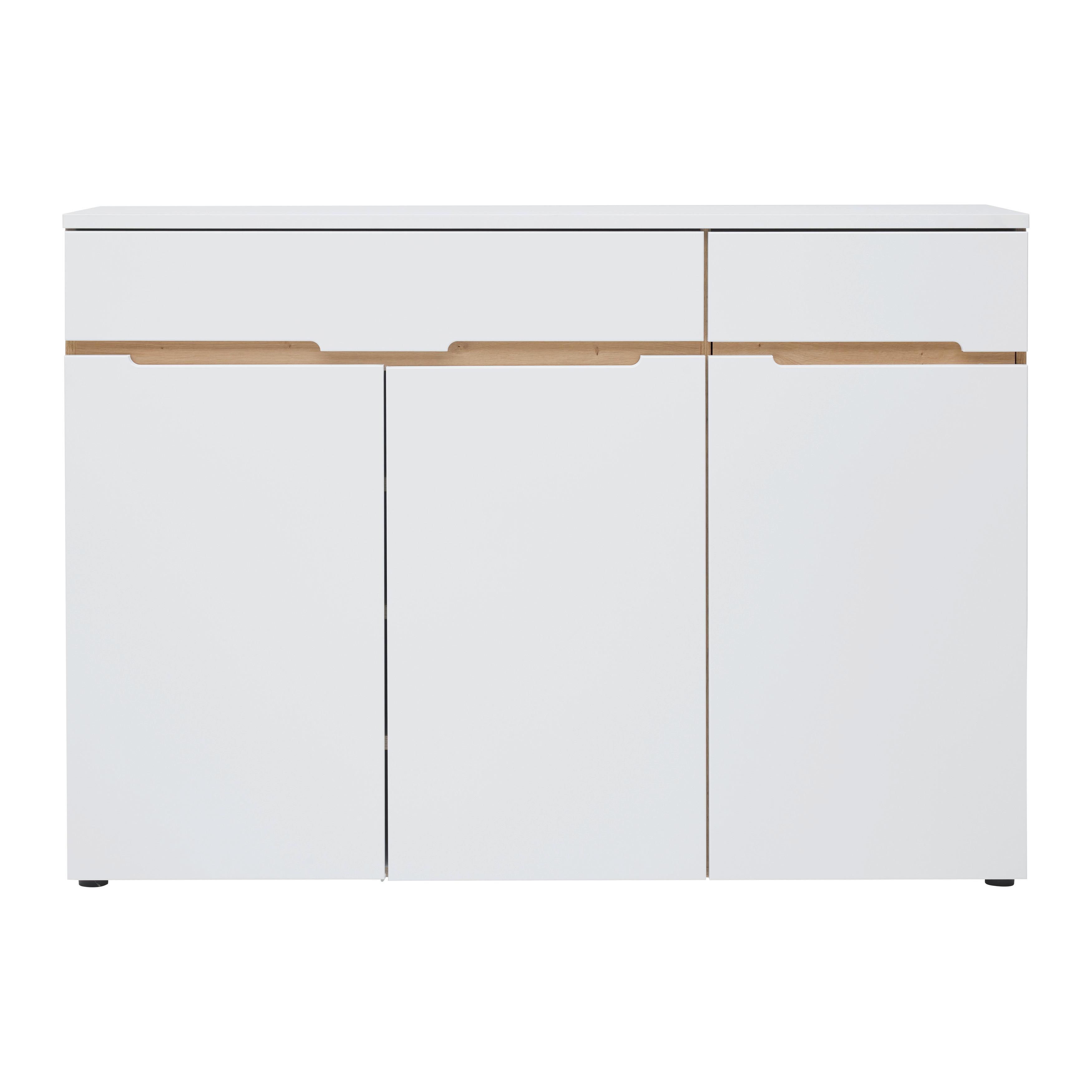 Sideboard Dallas Weiß/Eiche Artisan - Schwarz/Weiß, MODERN, Holzwerkstoff/Kunststoff (150/107/38cm) - Mömax