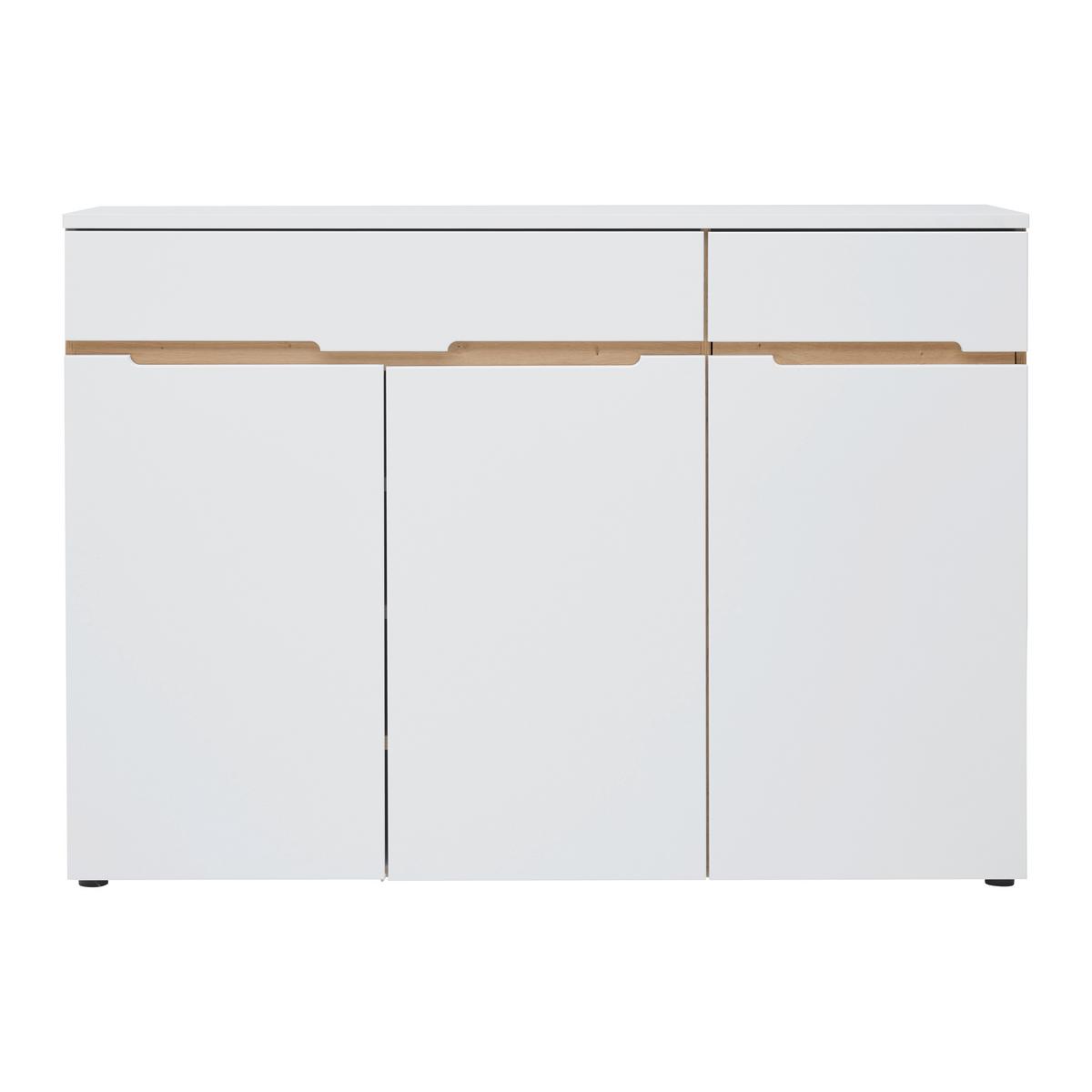 Sideboard Dallas Weiß/Eiche Artisan - Schwarz/Weiß, MODERN, Holzwerkstoff/Kunststoff (150/107/38cm) - Mömax