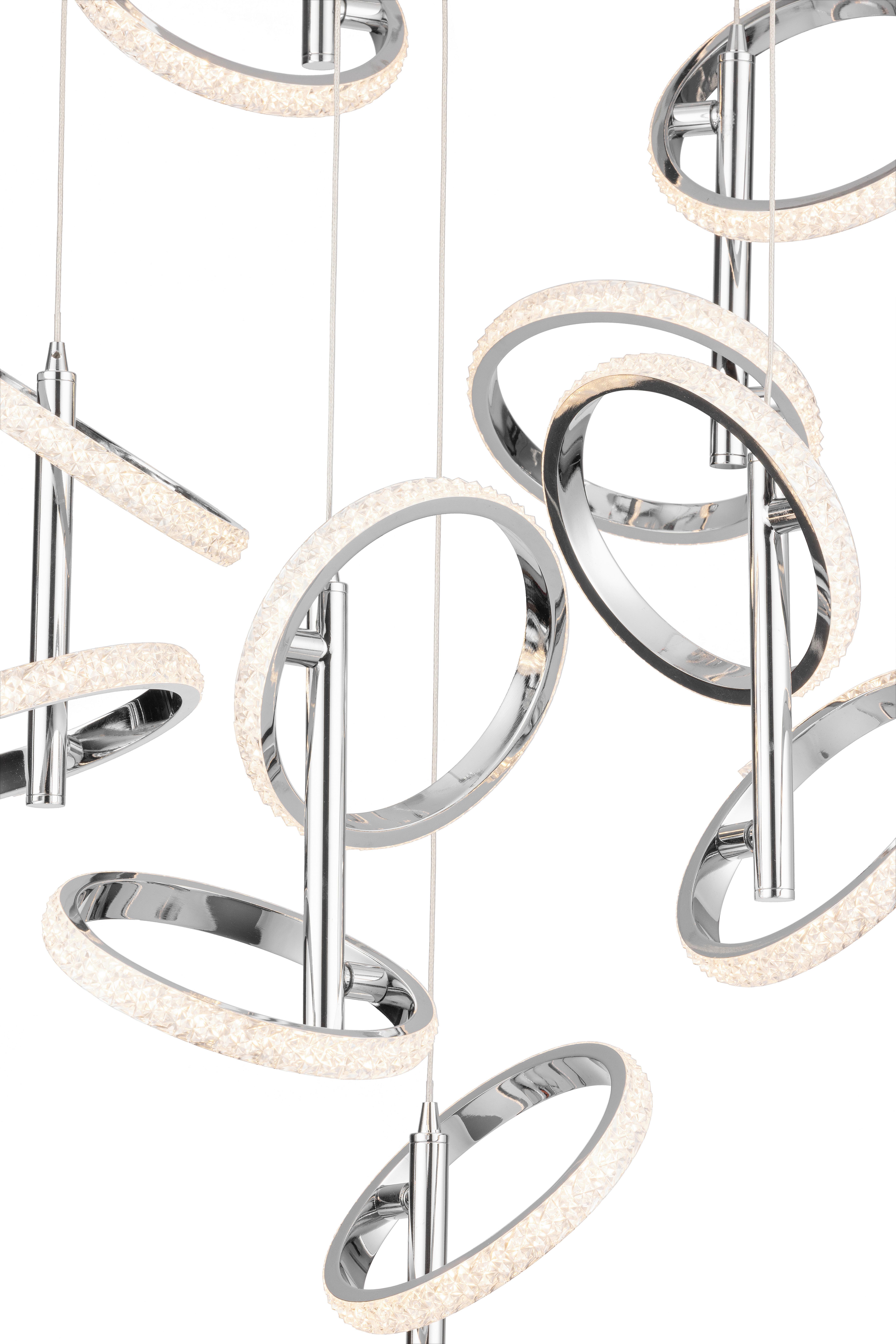 LED-HÄNGLAMPA RONG - kromfärg, Modern, metall/plast (60/60/120cm)