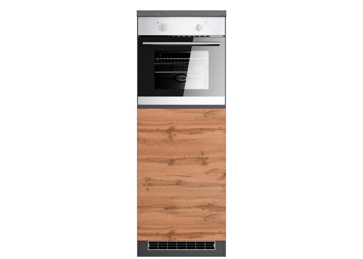 Herdumbauschrank Turin ca. 60x166 cm Graphit/Eiche - Eiche Wotan/Graphitfarben, Design, Holzwerkstoff (60/166/60cm) - Held