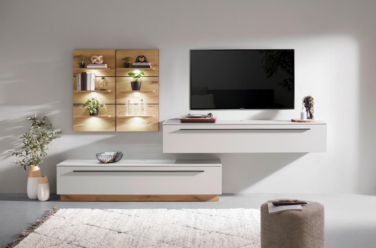 Comodă TV MATEO - cașmir/culoare lemn stejar, Modern, material pe bază de lemn (180/41/40cm) - Modern Living