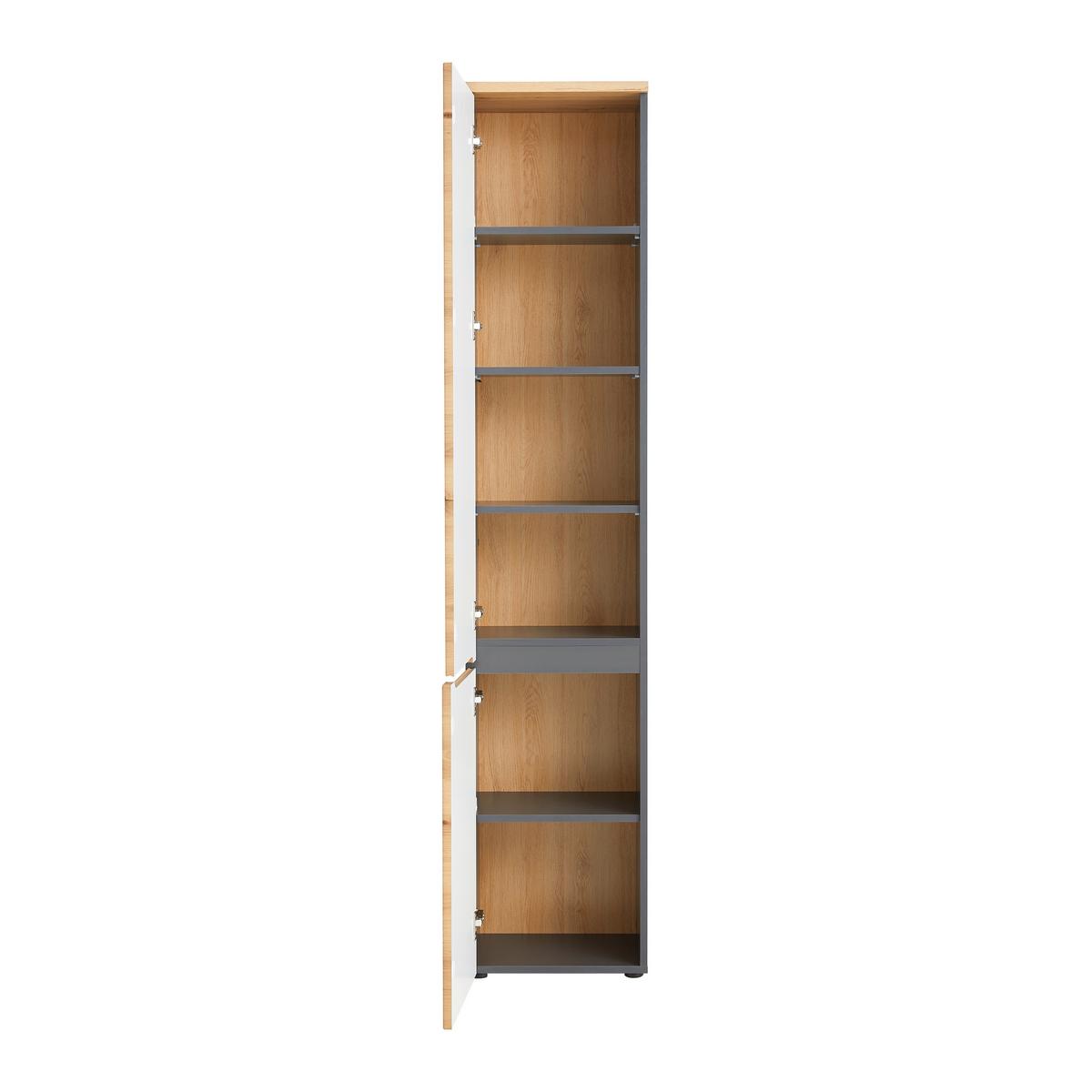Hochschrank Memphis Artisan Eiche/Grau - Schwarz/Eiche Artisan, Modern, Holzwerkstoff/Kunststoff (40/195/31cm) - Mömax
