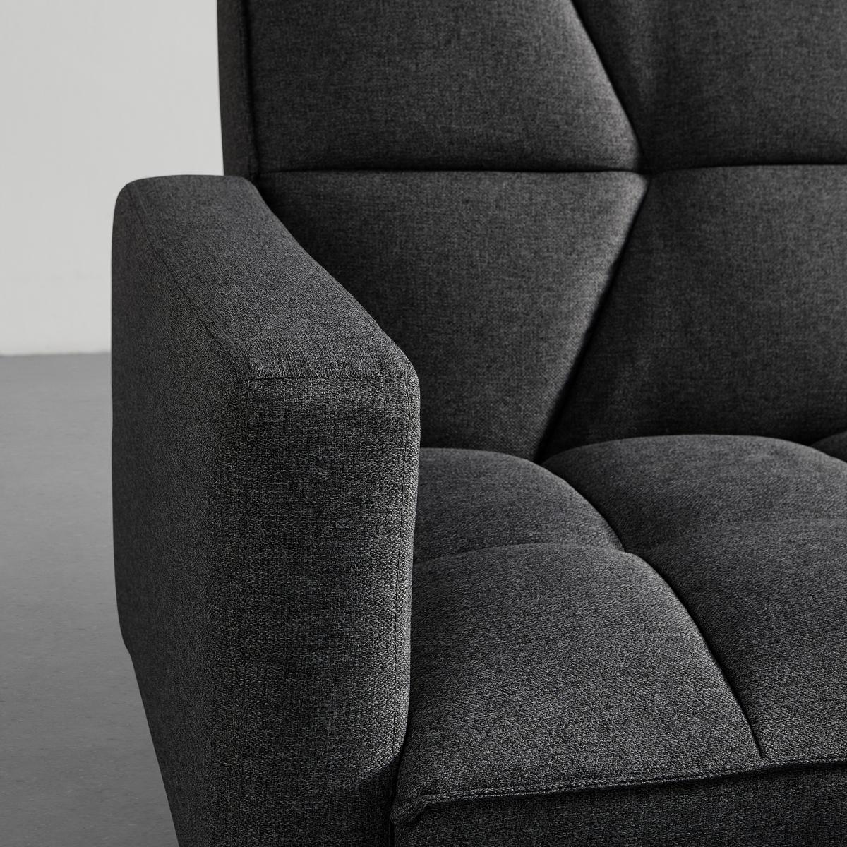 Schlafsofa in dunkel- grau inkl. 2 Kissen "David" - Chromfarben/Dunkelgrau, Modern, Holz/Textil (196/83/89cm) - Bessagi Home
