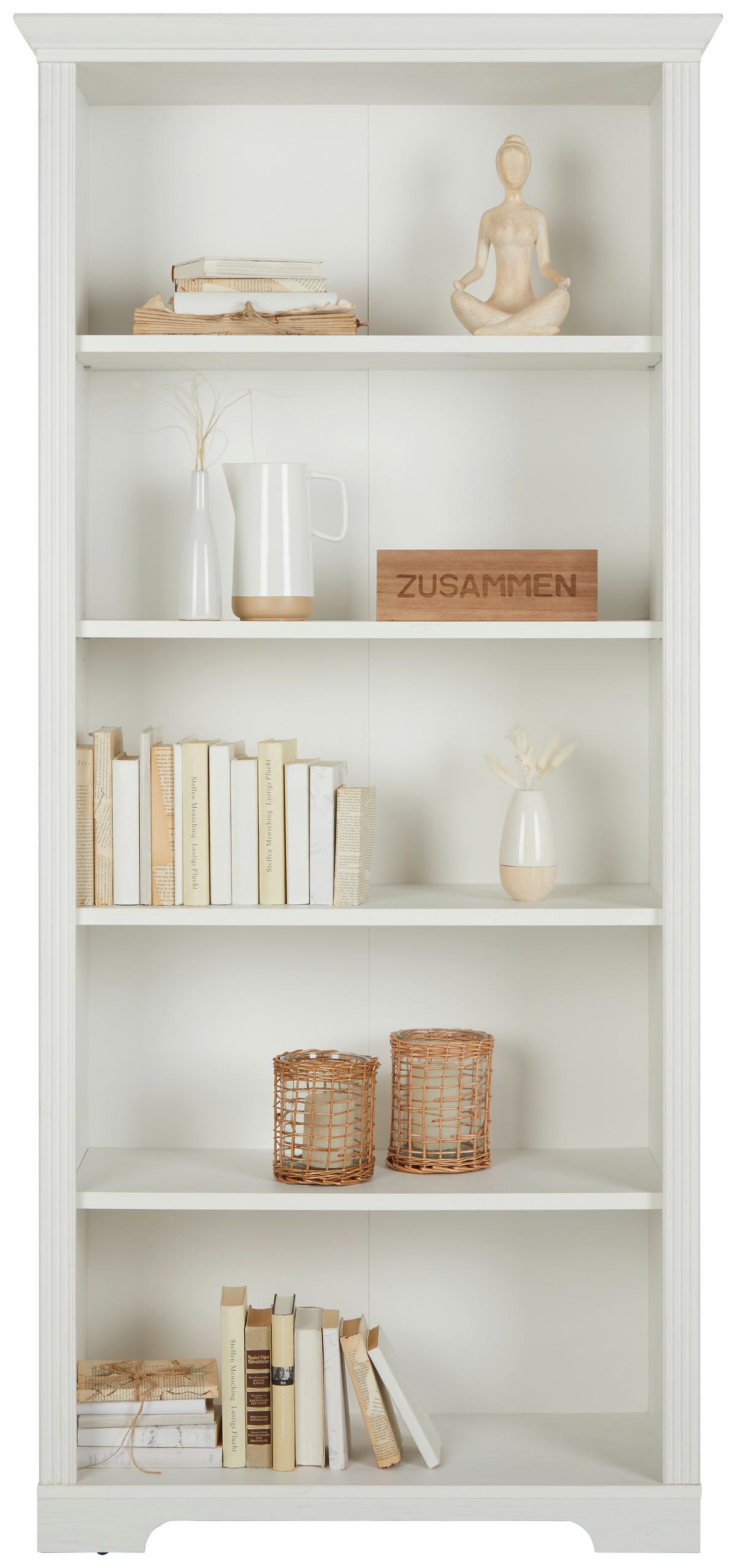 étagère in Weiss/Pinienfarben - couleur de pin/blanc, Romantik / Landhaus (93/204/41cm) - Zandiara