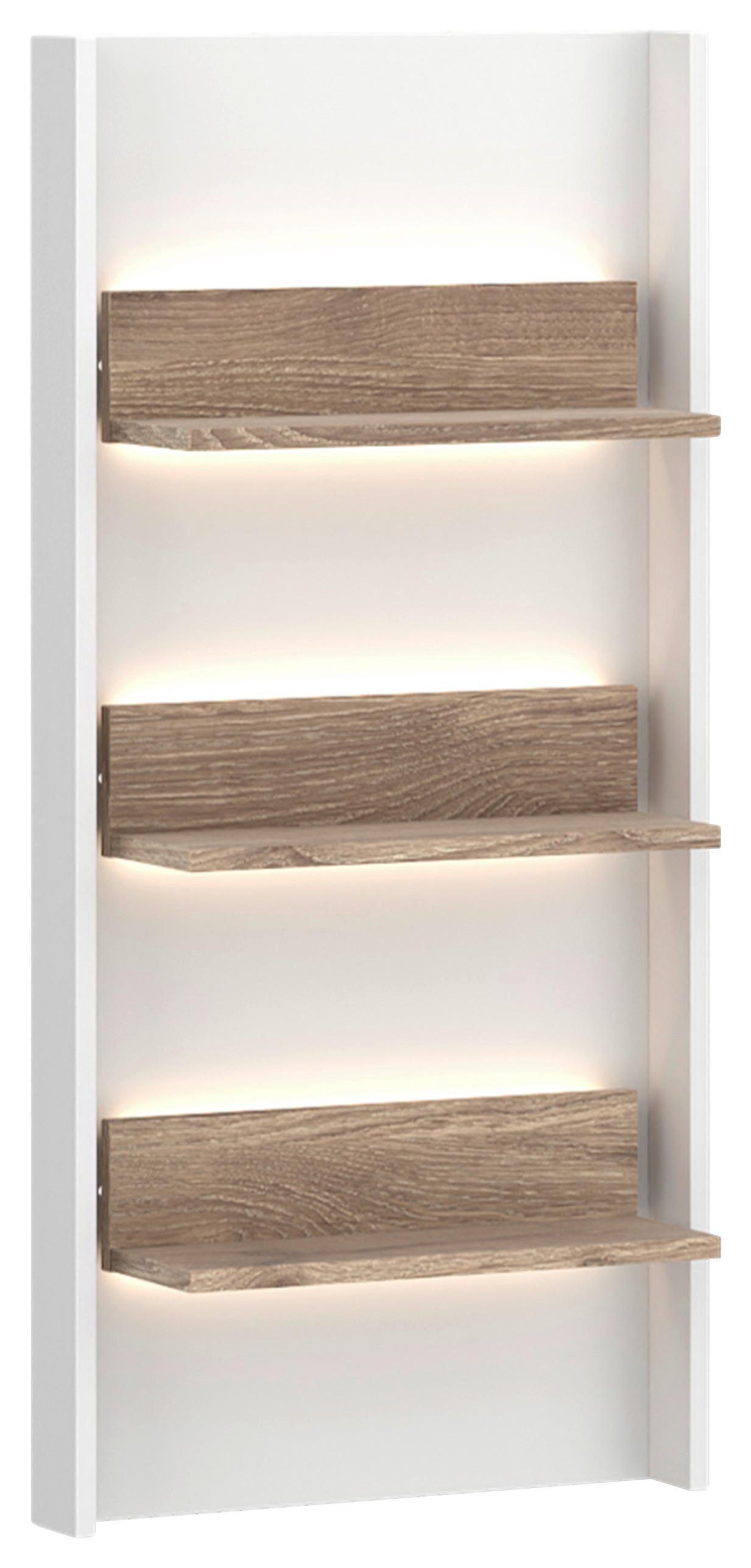 Cotia New Zidna Polica - bijela/boje hrasta, Moderno, drvni materijal (50/108/19,8cm) - Modern Living