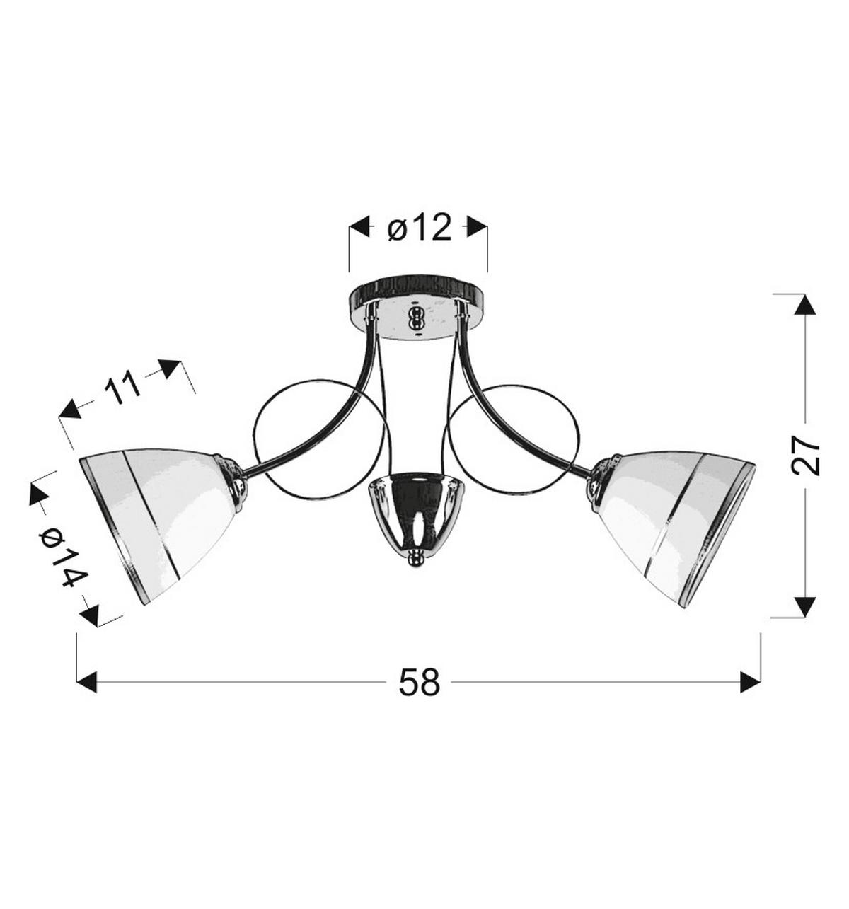 Stropna Svjetiljka Elotte - boje kroma, Konvencionalno, metal (58/13.7/27cm)