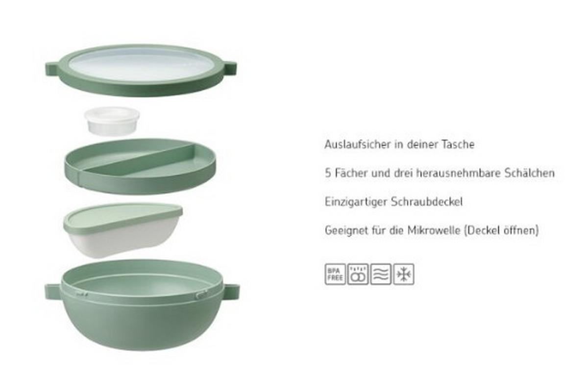 PUDEŁKO NA LUNCH BENTO 105830094700 - szałwiowy/przezroczysty, Konventionell, tworzywo sztuczne (24/20,7/8,5cm) - Mepal