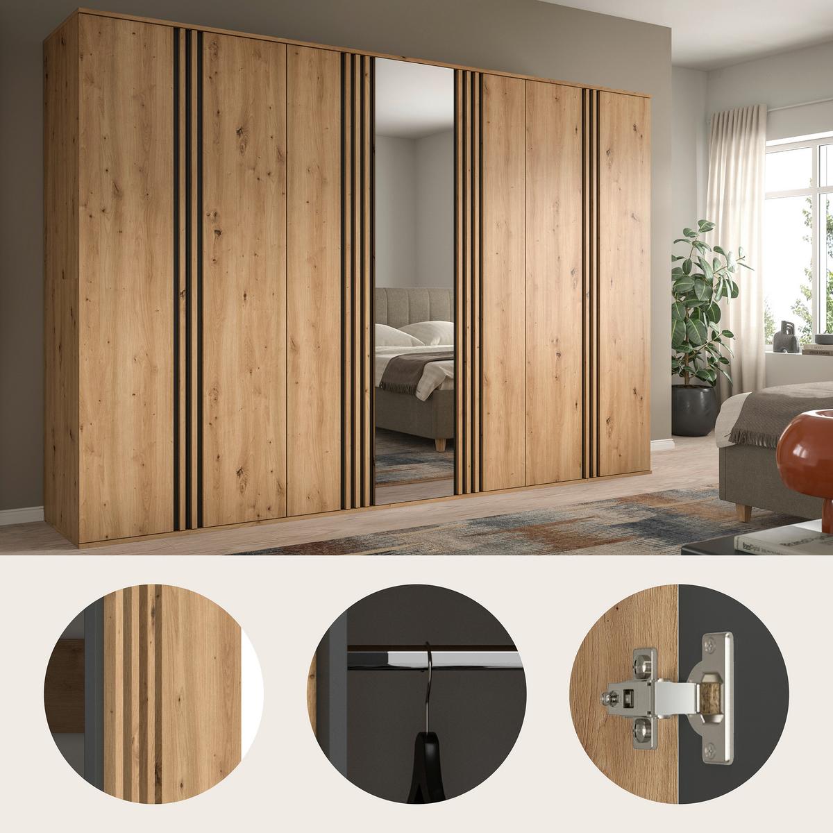 Drehtürenschrank TOFTA Eiche Artisan, Anthrazit - Anthrazit/Eiche Artisan, ROMANTIK / LANDHAUS, Holzwerkstoff (280/192/56cm) - Livetastic