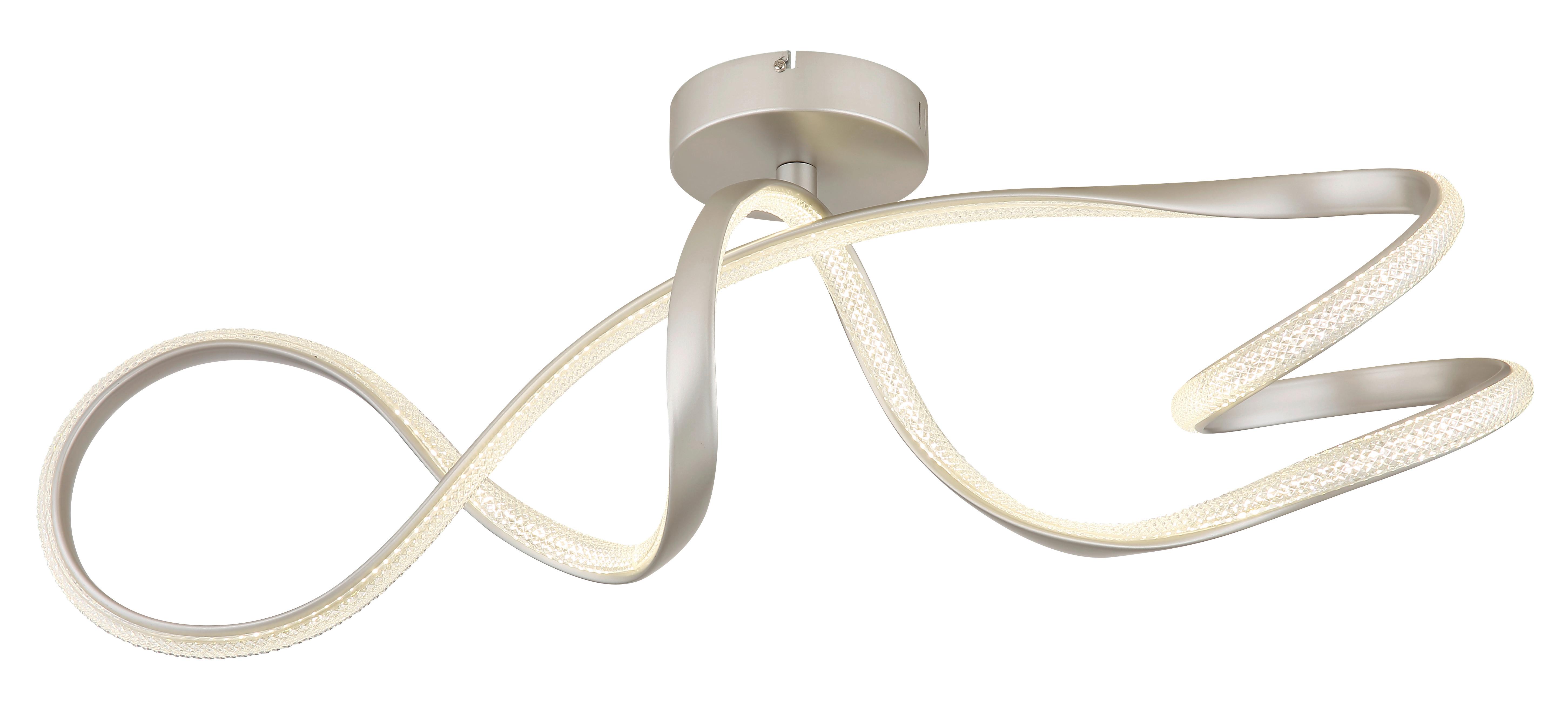 Led Stropna Svjetiljka Swirl - boje nikla/prozirno, Design, metal/plastika (90,8/28/33cm) - Globo