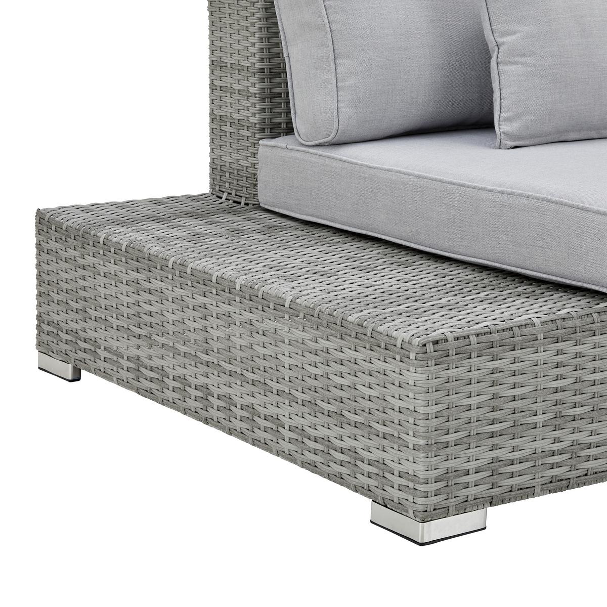 Loungegarnitur "Paola", 5-teilig, Outdoorstoff - Grau, Modern, Glas/Kunststoff (295/215cm) - Bessagi Garden